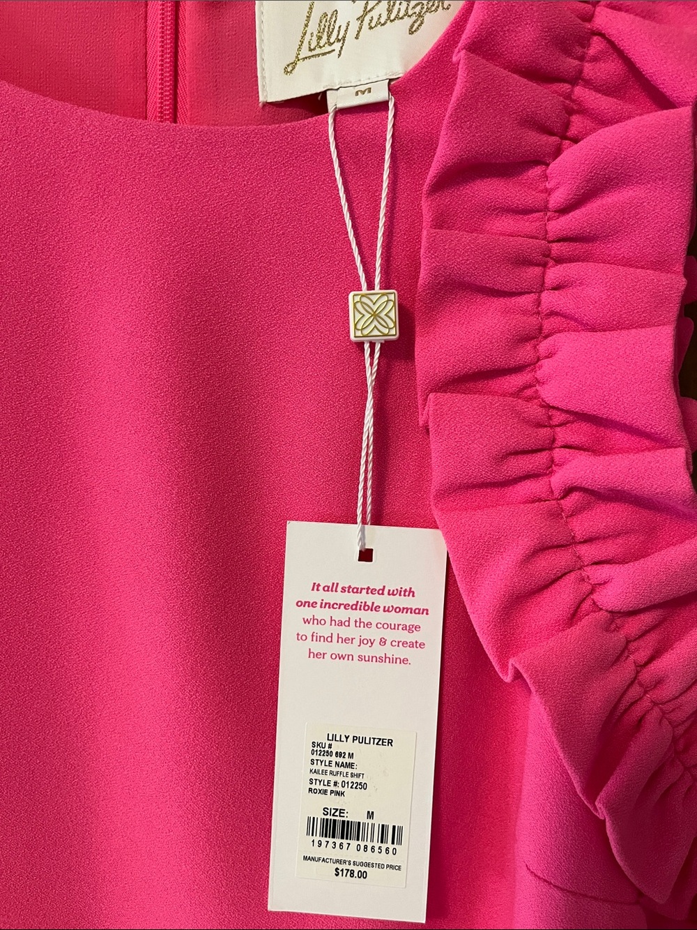 Lilly Pulitzer Kaylee Ruffle Shift Dress . NWT. Roxie pink (color) - Picture 2 of 3